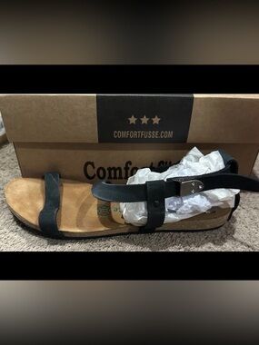 Comfortfusse Womens Grady Black Strappy Sandals Size 40 EU /9 M US
